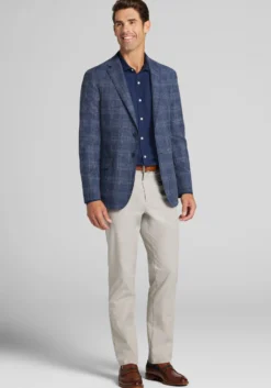 Reserve Collection Tailored Fit Wool-Cotton Blend Medium Plaid Sportcoat