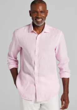 Reserve Collection Tailored Fit Linen Button Up Shirt - Big & Tall