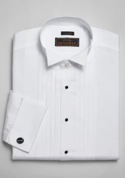 Reserve Collection Tailored Fit Wing Collar French Cuff Five-Pleat Formal Dress Shirt