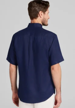 Reserve Collection Tailored Fit Linen Short Sleeve Button Up Shirt