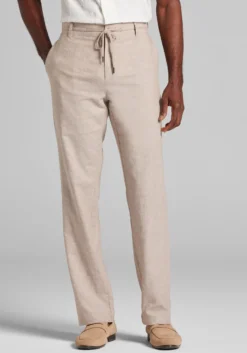 Reserve Collection Tailored Fit Basketweave Linen Blend Drawstring Pants CLEARANCE