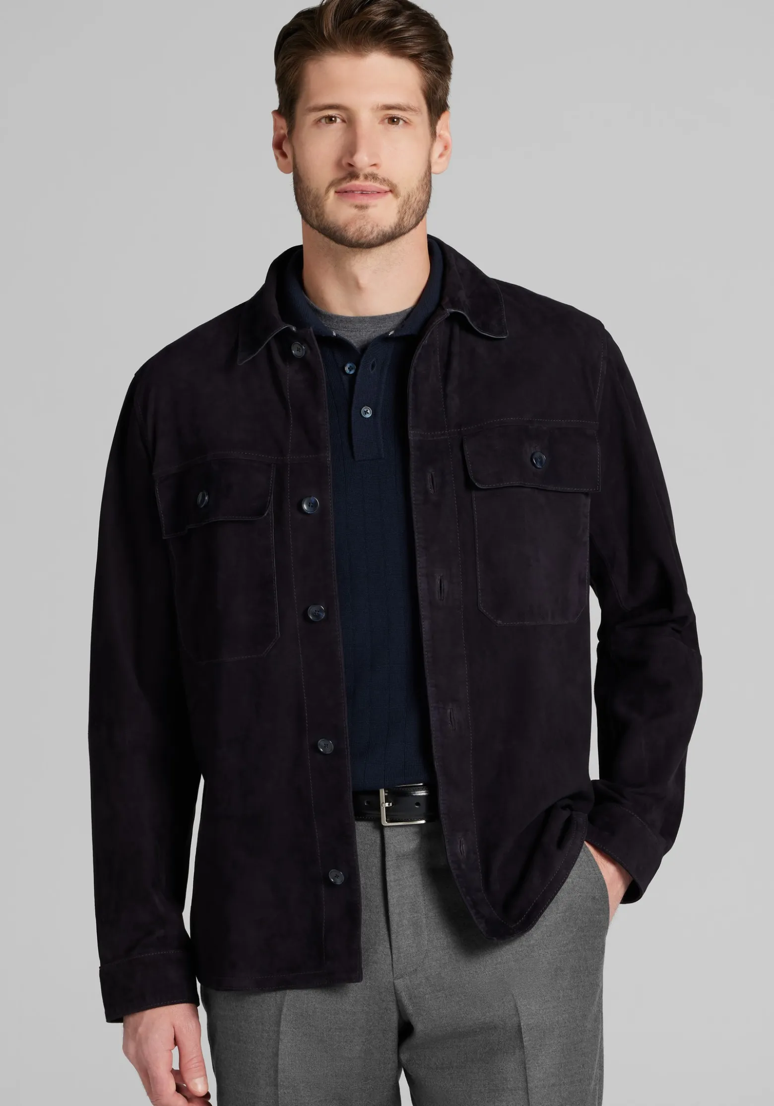 Reserve Collection Tailored Fit Suede Shirt Jacket - Big & Tall CLEARANCE