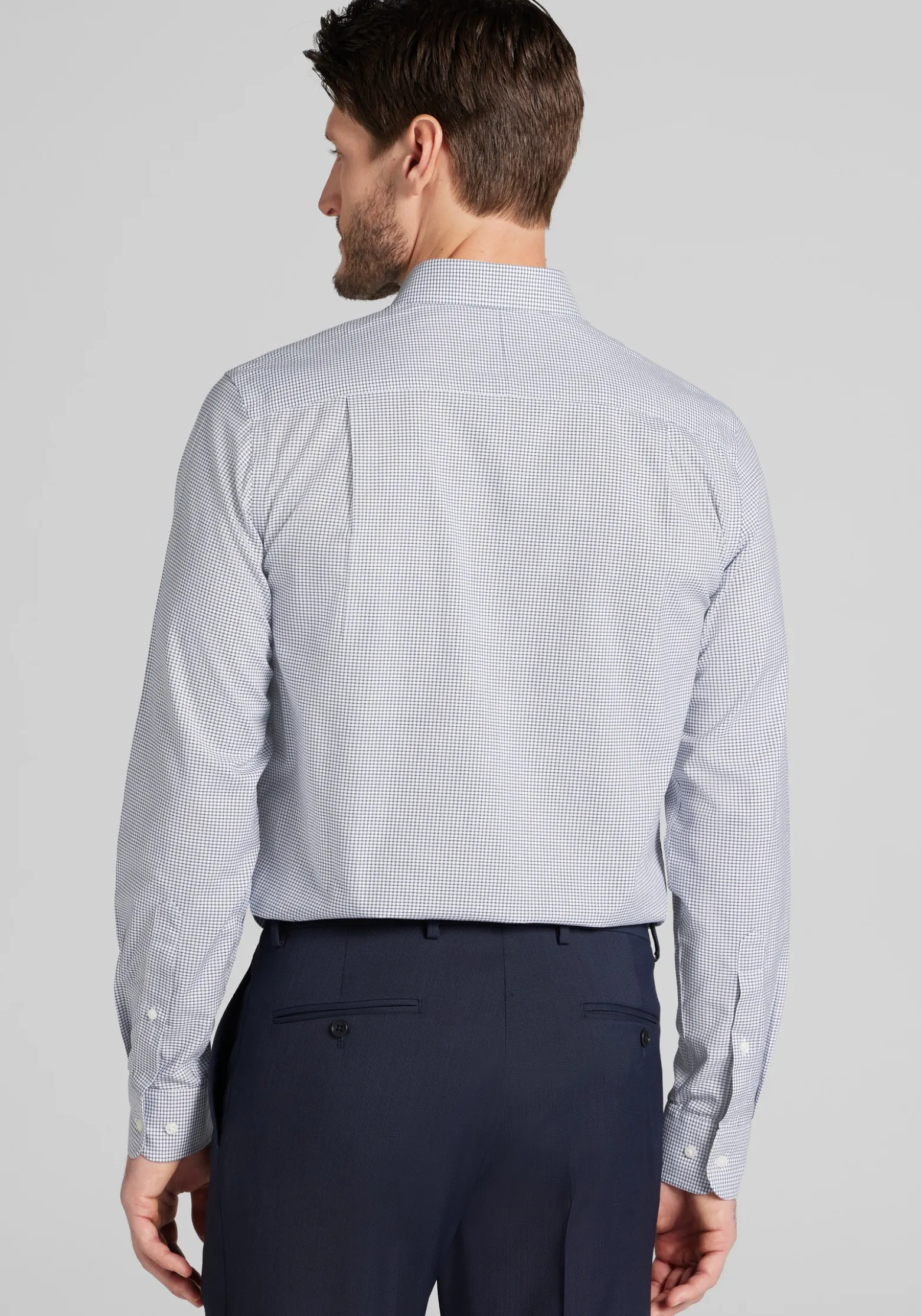 Traveler® Collection Slim Fit Spread Collar Grid Dress Shirt