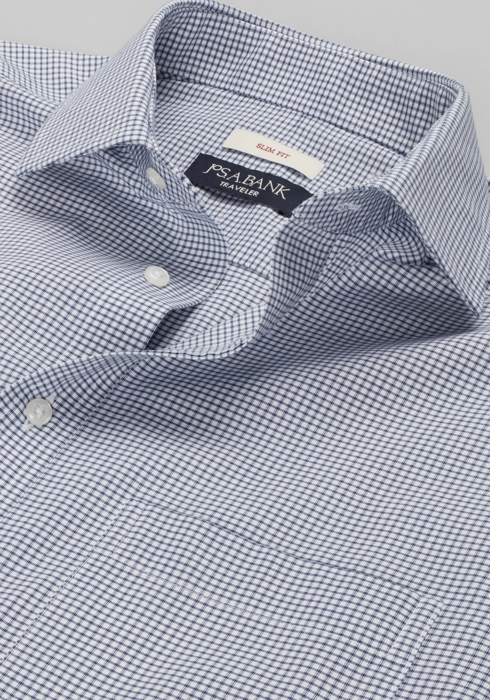 Traveler® Collection Slim Fit Spread Collar Grid Dress Shirt