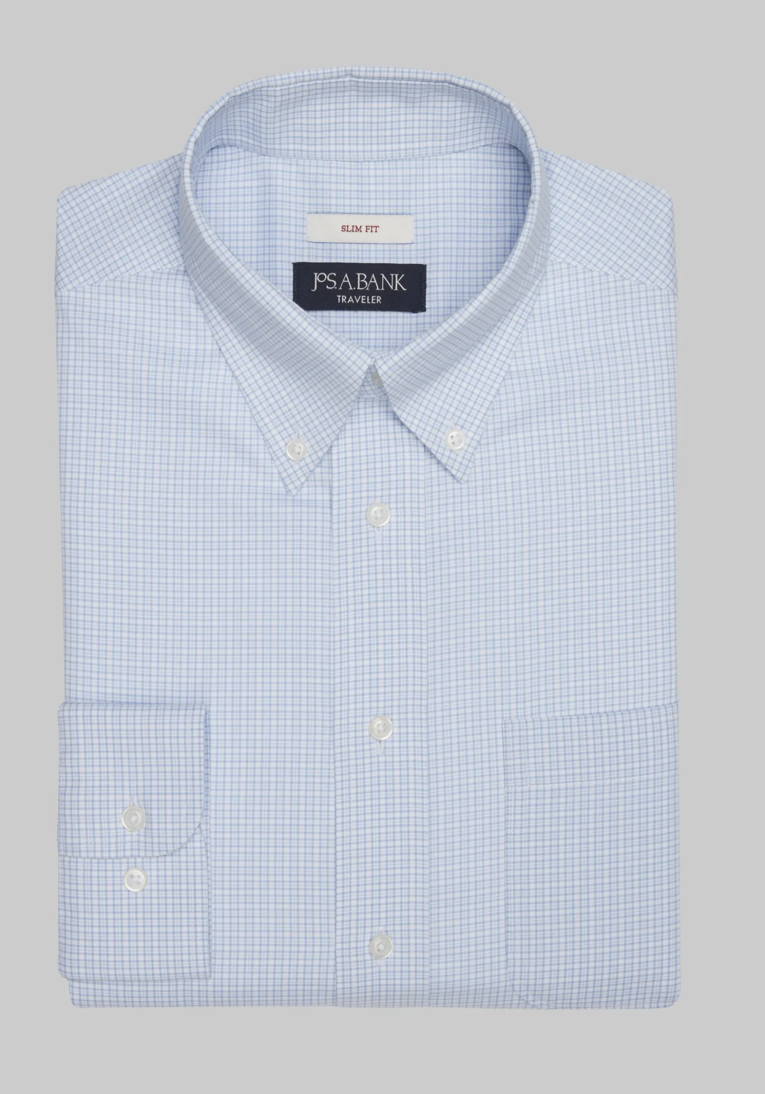 Traveler® Collection Slim Fit Button-Down Collar Check Dress Shirt
