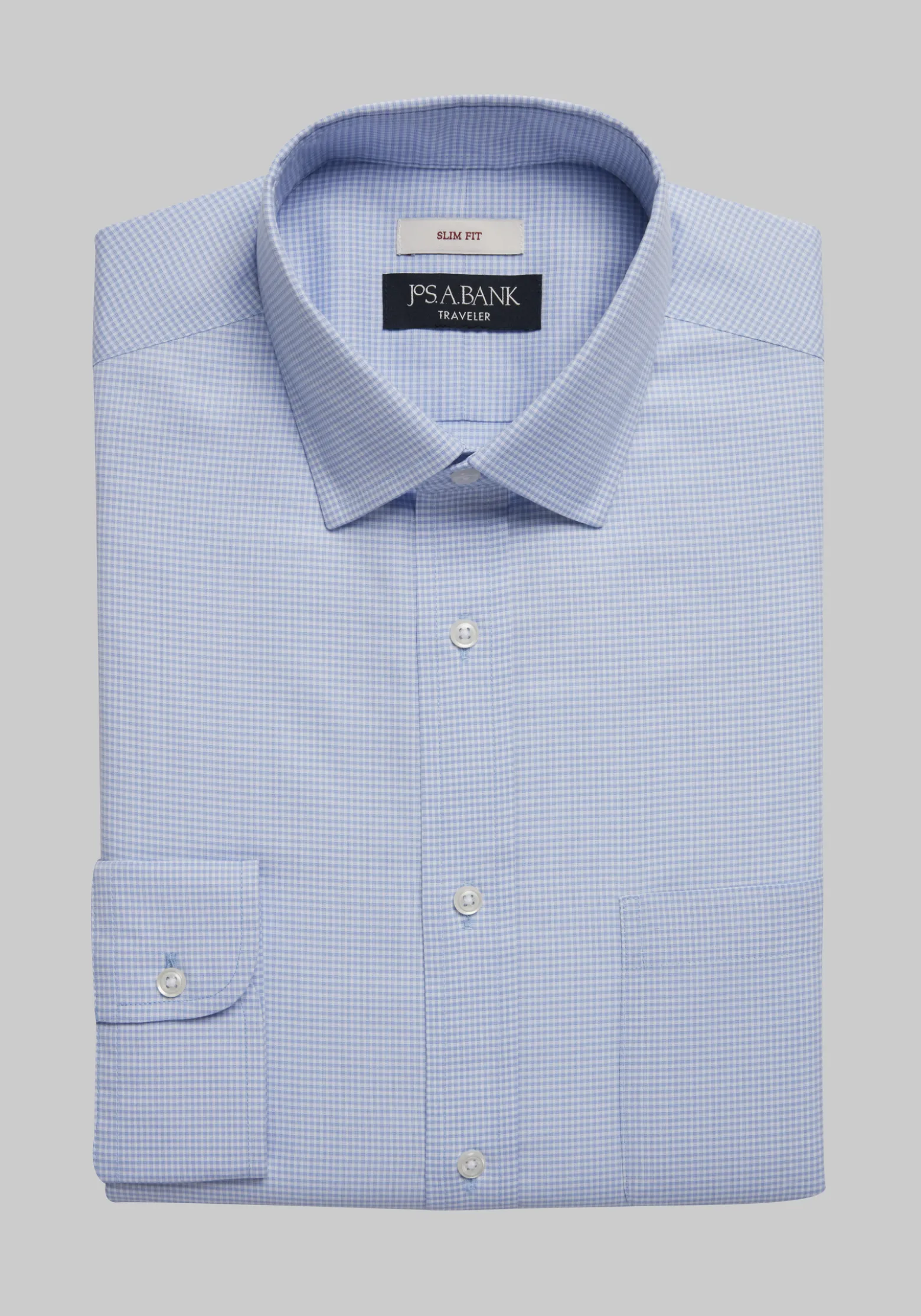 Traveler® Collection Slim Fit Spread Collar Gingham Dress Shirt