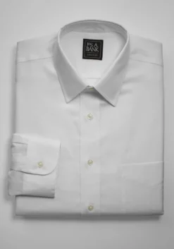 Traveler® Collection Tailored Fit Point Collar Solid Dress Shirt