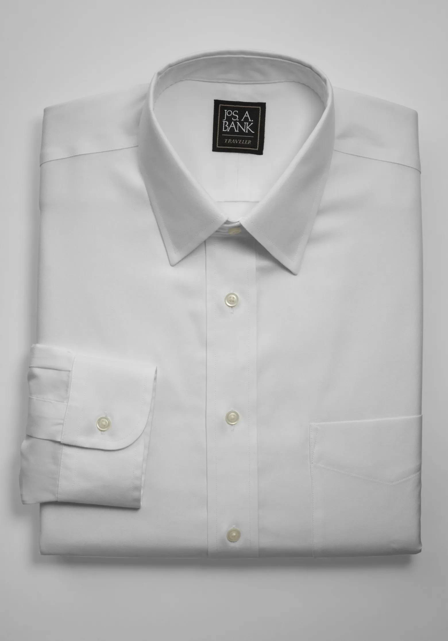 Traveler® Collection Tailored Fit Point Collar Solid Dress Shirt