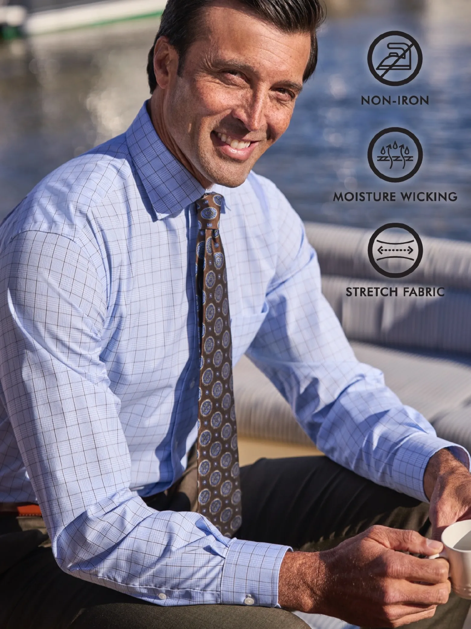 Traveler® Collection Tailored Fit Spread Collar Solid Dress Shirt