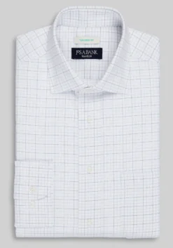 Traveler® Collection Tailored Fit Spread Collar Tattersall Dress Shirt