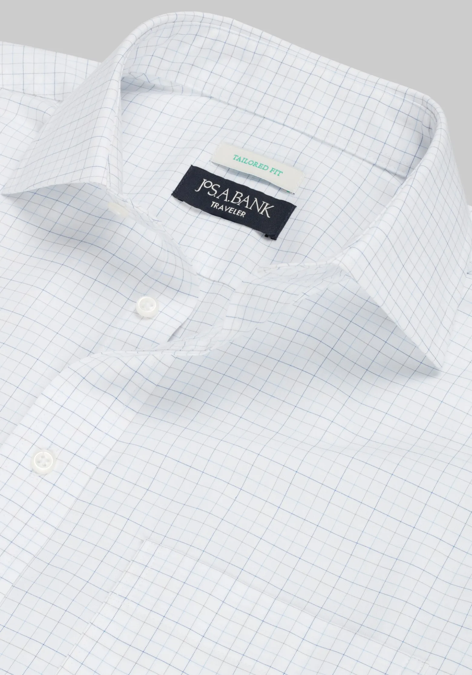 Traveler® Collection Tailored Fit Spread Collar Tattersall Dress Shirt