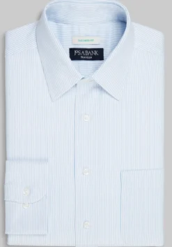 Traveler® Collection Tailored Fit Point Collar Stripe Dress Shirt