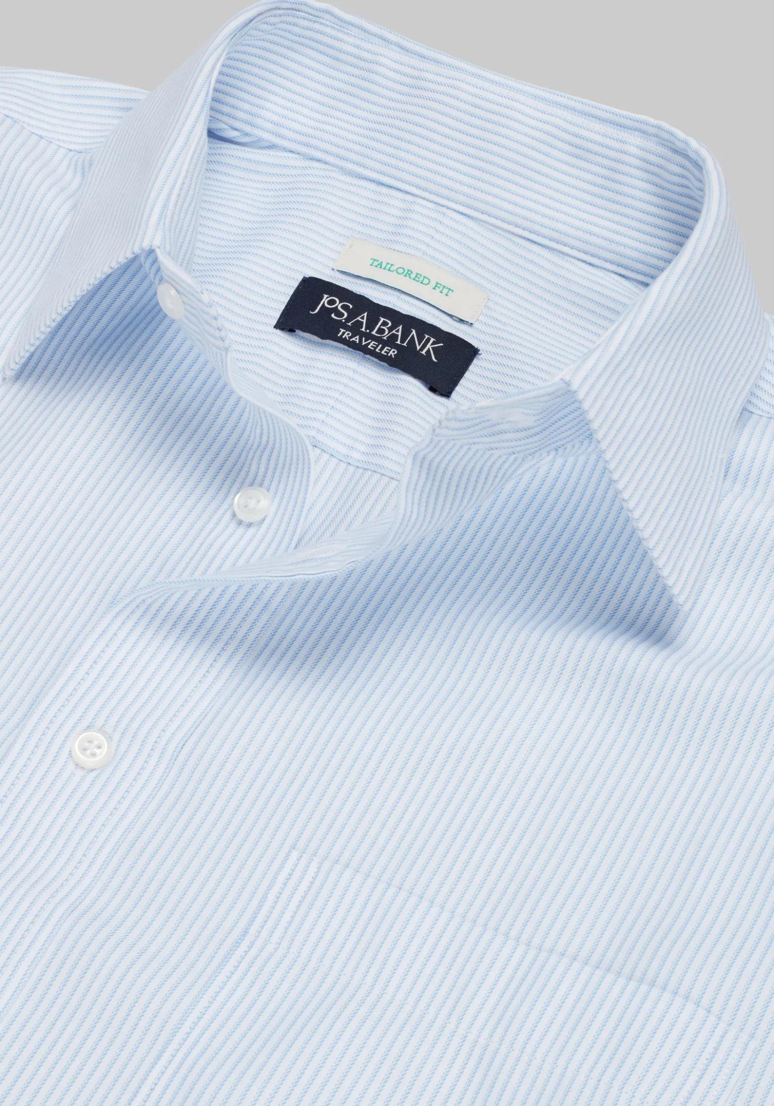 Traveler® Collection Tailored Fit Point Collar Stripe Dress Shirt