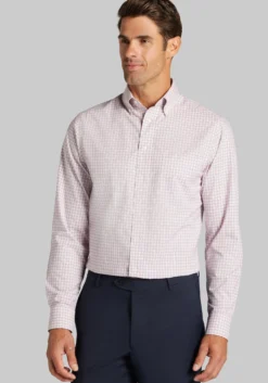 Traveler® Collection Tailored Fit Mini Plaid Dress Shirt