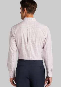 Traveler® Collection Tailored Fit Mini Plaid Dress Shirt