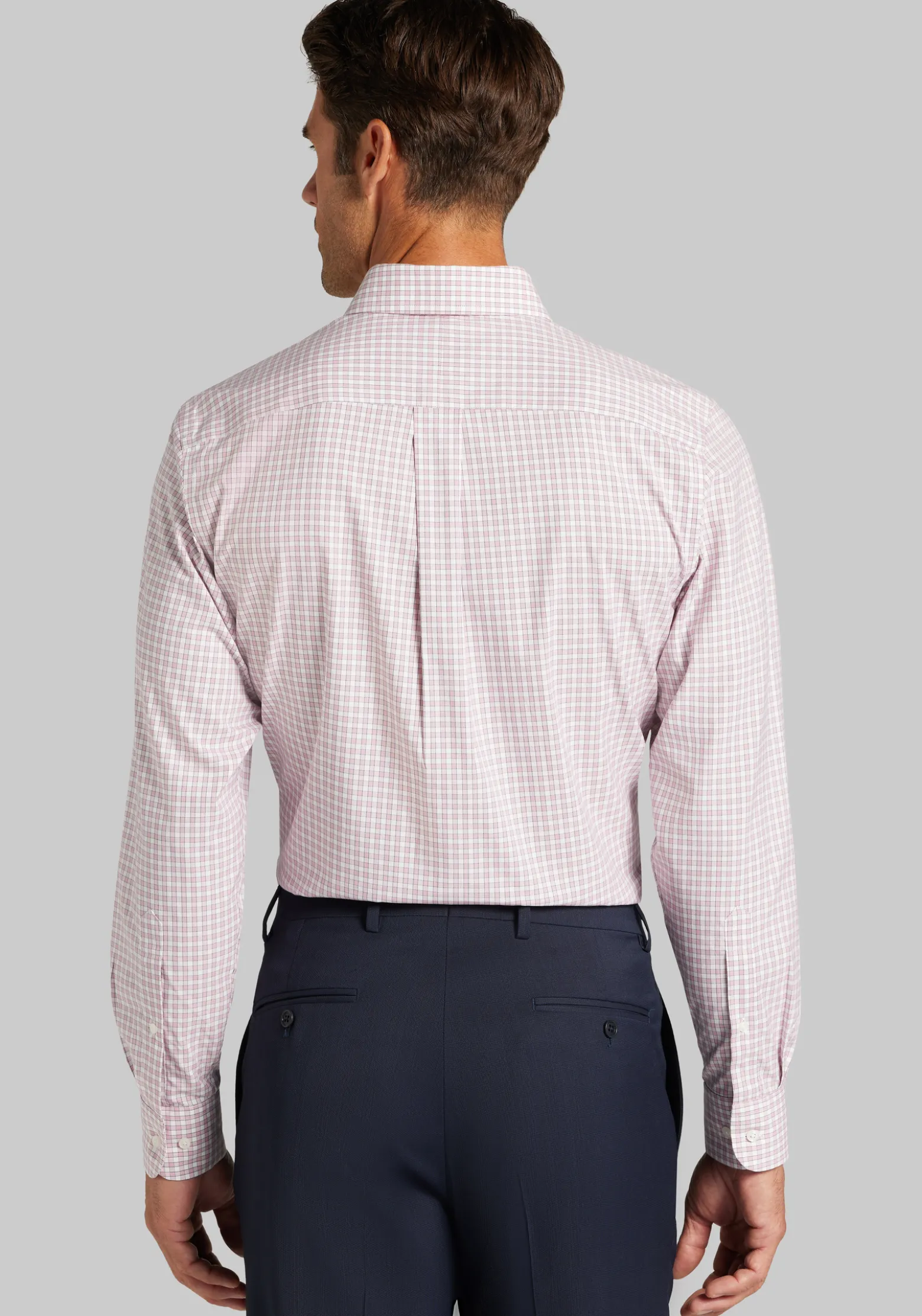 Traveler® Collection Tailored Fit Mini Plaid Dress Shirt