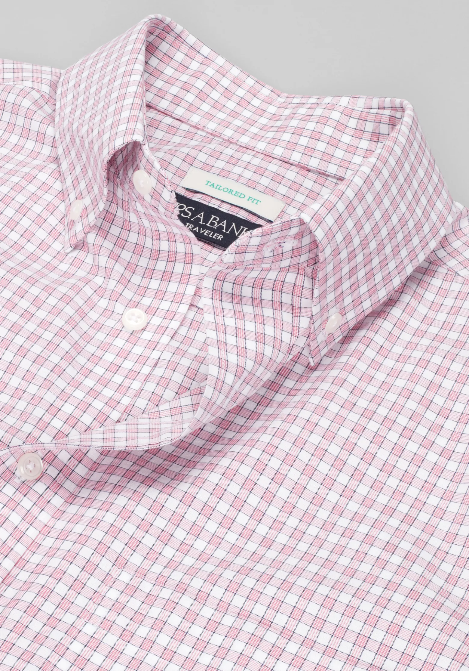 Traveler® Collection Tailored Fit Mini Plaid Dress Shirt