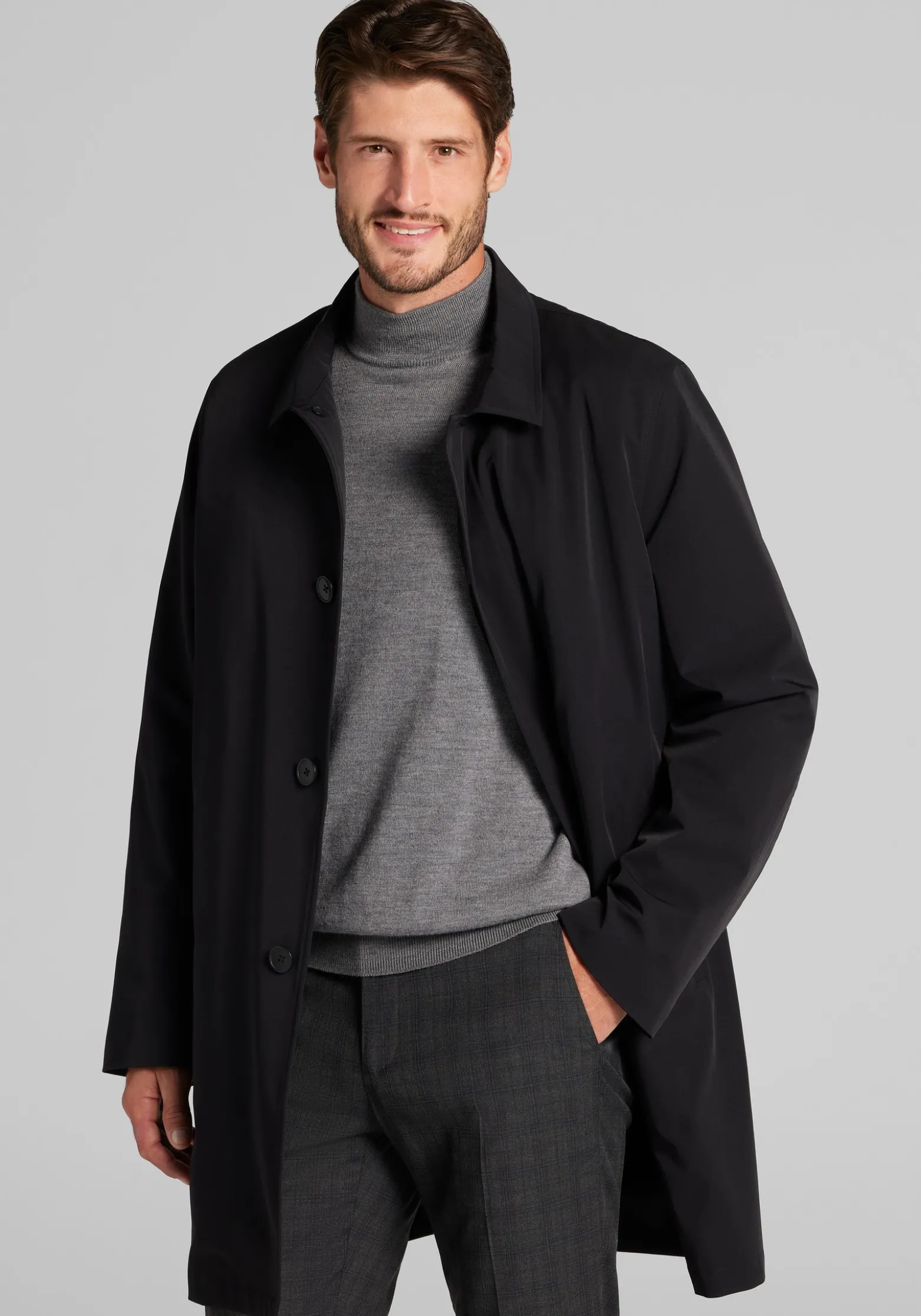 Traveler® Collection Tailored Fit Stretch Raincoat with Liner