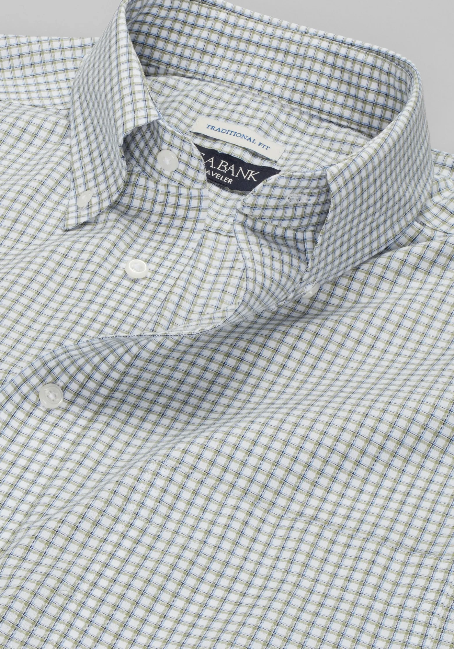 Traveler® Collection Traditional Fit Button-Down Collar Plaid Dress Shirt
