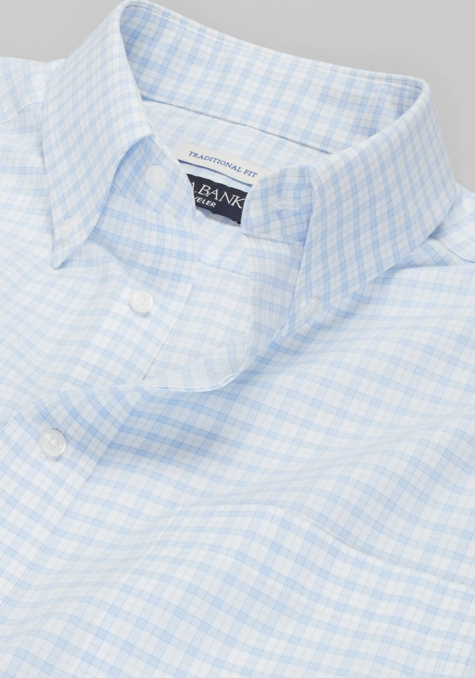 Traveler® Collection Traditional Fit Button-Down Collar Plaid Dress Shirt