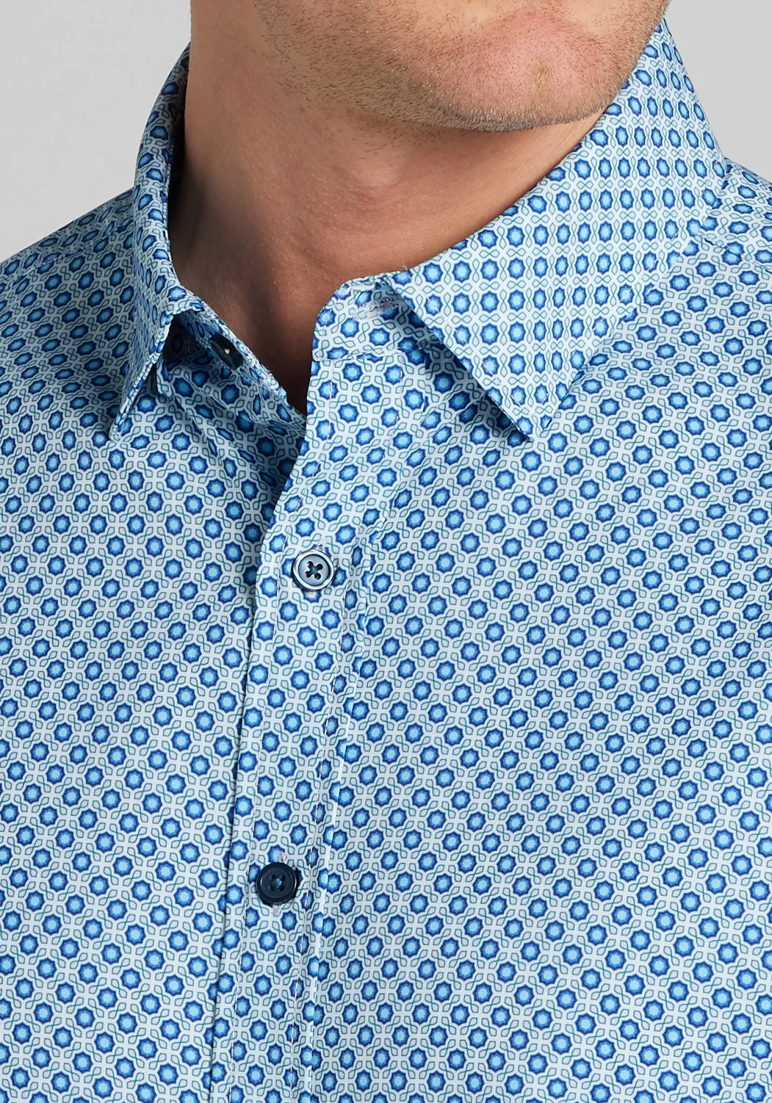 Traveler® COOLMOTION Geometric 4-Way Stretch Button Up Shirt - Big & Tall