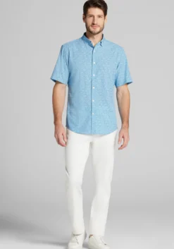 Traveler® COOLMOTION Tailored Fit Liberty Floral 4 Way Stretch Short Sleeve Button Up Shirt