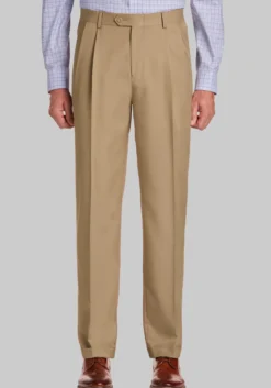 Traveler® Performance Traditional Fit Slider Waistband Pleated Chinos - Big & Tall