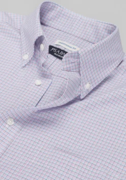 Traveler® Traditional Fit Mini Plaid Dress Shirt - Big & Tall