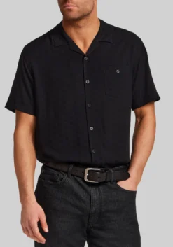Vintage & Black Traditional Fit Short Sleeve Dobby Camp Shirt