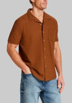 Weatherproof Vintage Structural Pique Short Sleeve Camp Shirt
